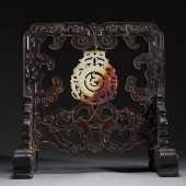 A ZITAN WOOD INLAID JADE TABLE