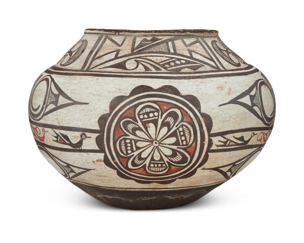 A ZUNI PUEBLO POLYCHROME POTTERY