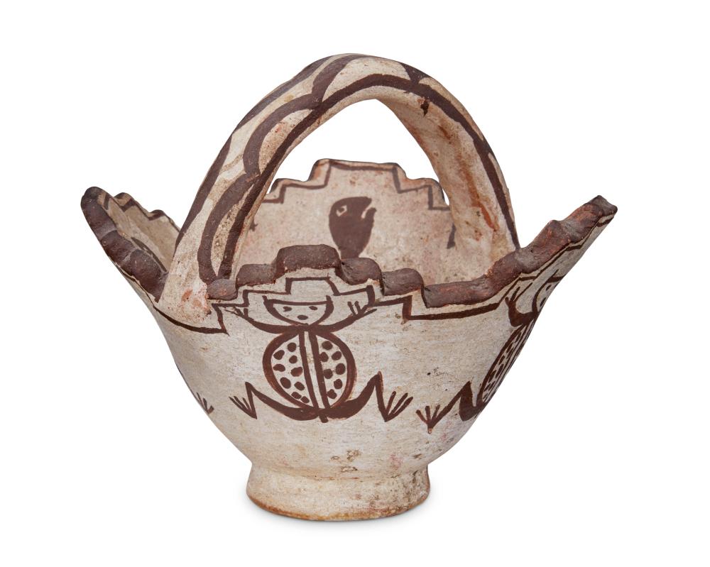 A ZUNI PUEBLO TERRACED HANDLED