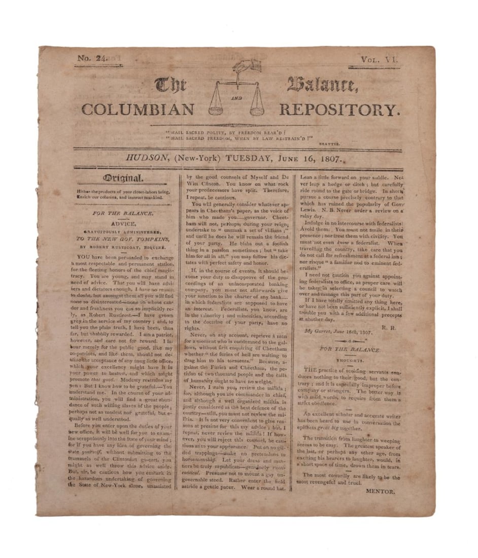 AARON BURR, NEWSPAPER ACCT ON