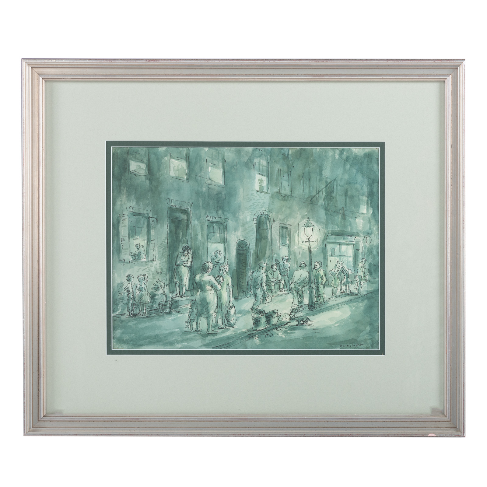 AARON SOPHER. "STREET AT NIGHT,"