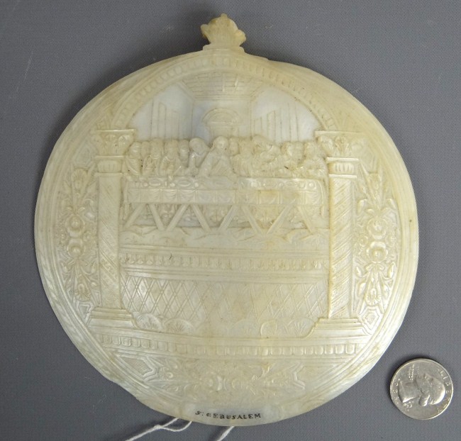 Abalone carved shell of last supper
