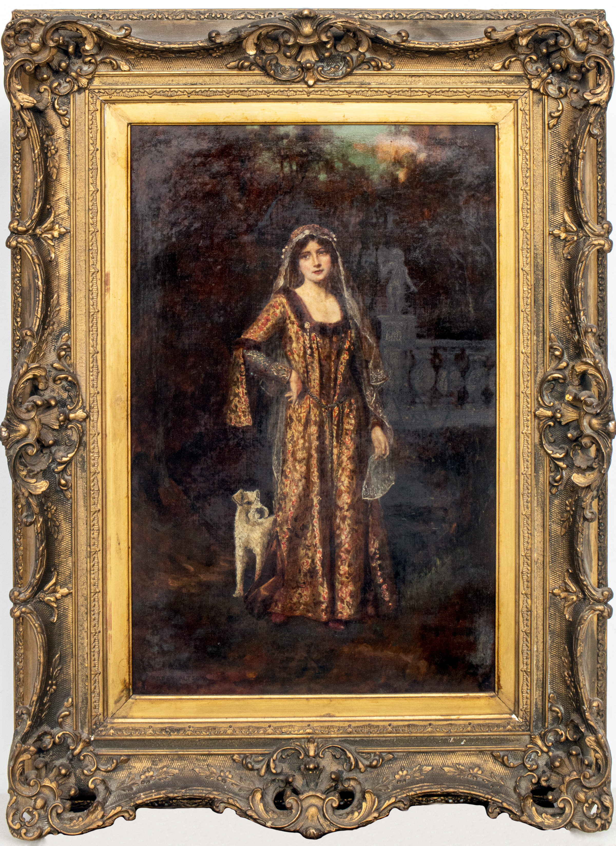 ABBEY ALTSON "WOMAN WITH DOG" OIL