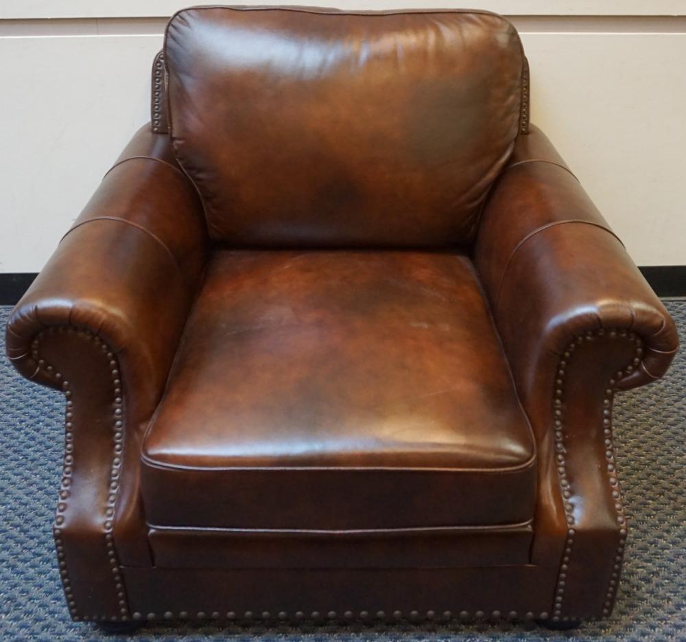 ABBYSON LIVING BROWN LEATHER AND
