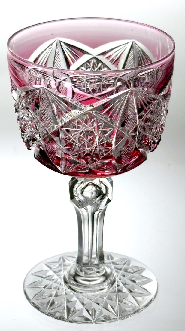 ABP CUT GLASS RED-CLEAR WINE STEM