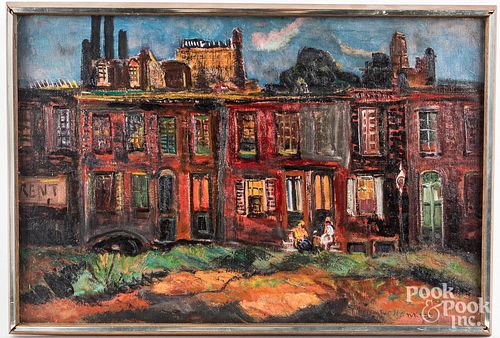ABRAHAM HANKINS OIL ON CANVAS ROW