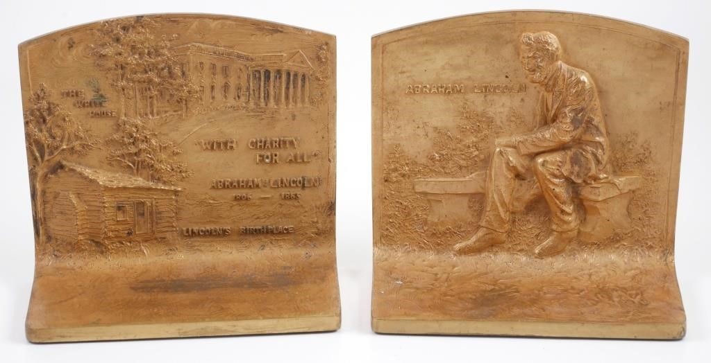 ABRAHAM LINCOLN BOOKENDS, CIRCA