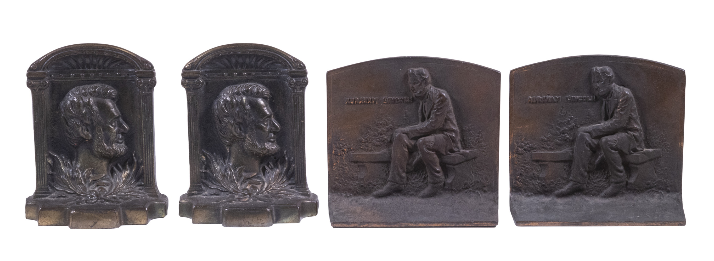 ABRAHAM LINCOLN BRONZE BOOKENDS (2)