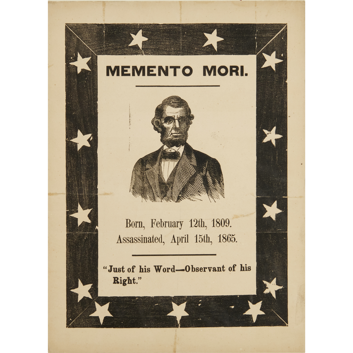 ABRAHAM LINCOLN "MEMENTO MORI"