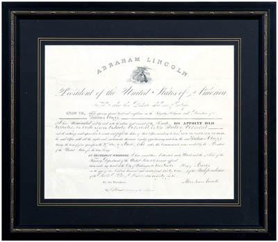Abraham Lincoln signed document,