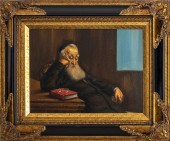 ABRAHAM STRASKI JUDAICA OIL ON