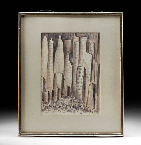 ABRAHAM WALKOWITZ WATERCOLOR - "NEW