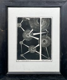 Abstract aquatint pencil signed,