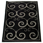 ABSTRACT BLACK AND SILVER RUG,