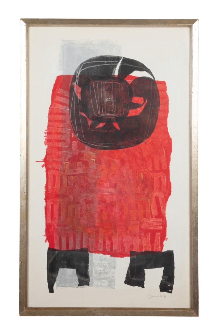 ABSTRACT BLACK, RED, GRAY, &