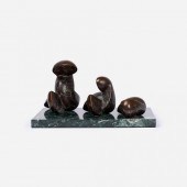 ABSTRACT BRONZE GROUP, SIGNED