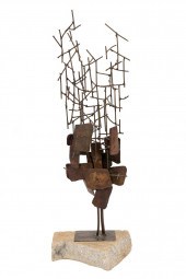 ABSTRACT BRUTALIST BRONZE SCUL