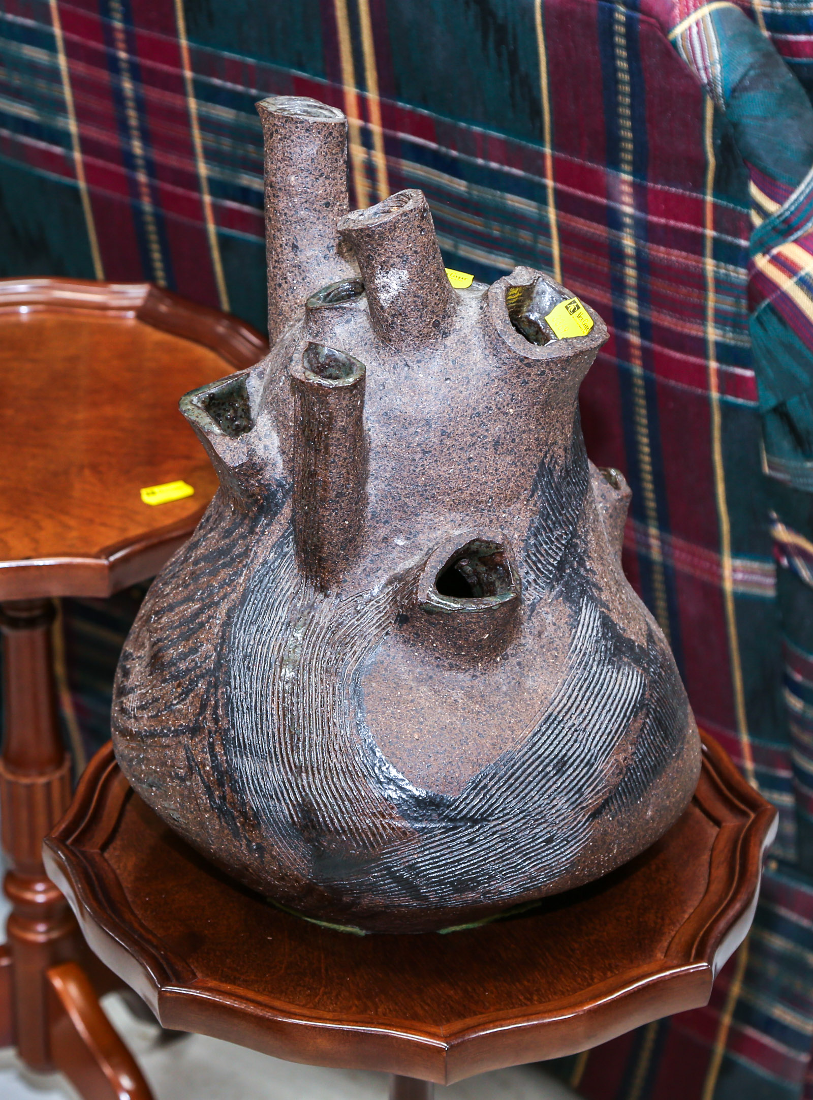 ABSTRACT GLAZED STONEWARE VASE