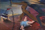 ABSTRACT MODERNIST FIGURAL OIL