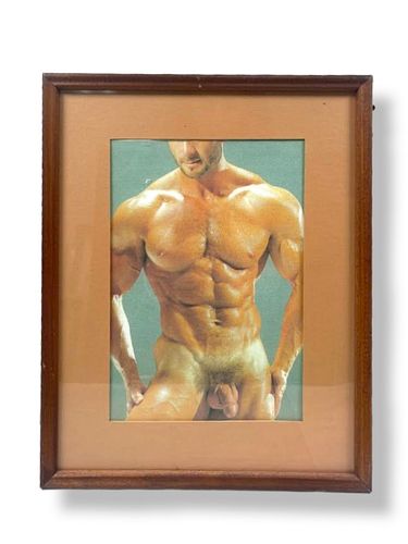 ABSTRACT NUDE MUSCULAR MAN PRINT;
