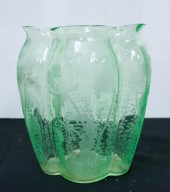 ACID ETCHED PALE GREEN GLASS Q