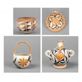 ACOMA, GROUP OF FOUR POTS, CA.