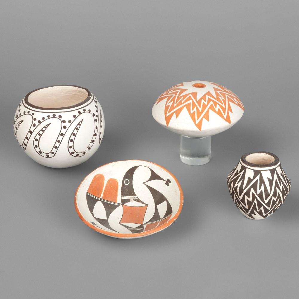 ACOMA, GROUP OF FOUR POTTERY