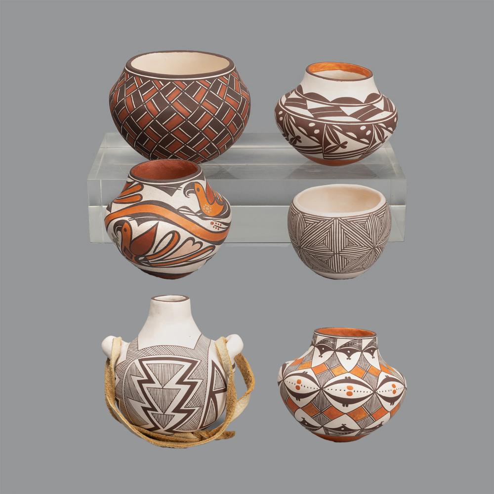 ACOMA, GROUP OF SIX POTTERY