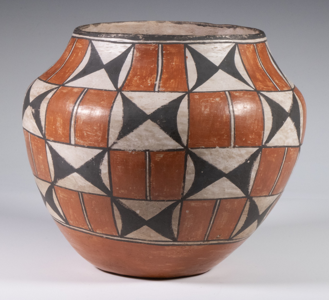 ACOMA ORANGE AND BLACK POTTERY OLLA