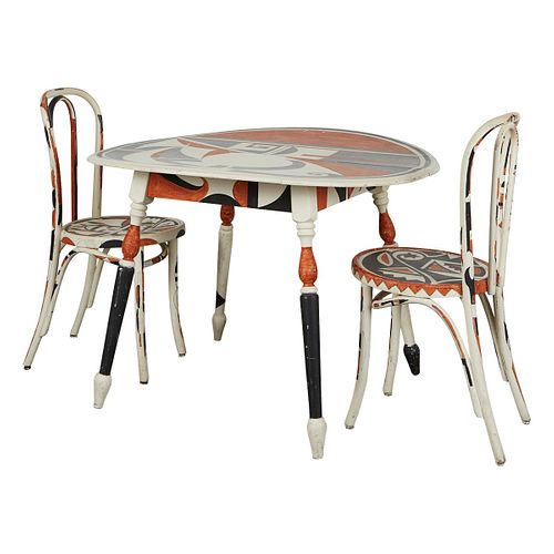 ACOMA PAINTED TABLE AND CHAIRSAcoma