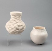 ACOMA, PAIR OF CORRUGATED WHIT