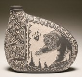 Acoma pottery canteen vessel w