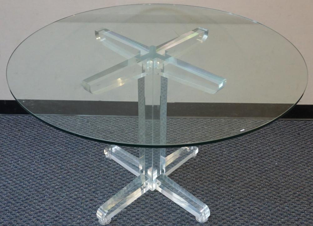 ACRYLIC BASE GLASS TOP ROUND