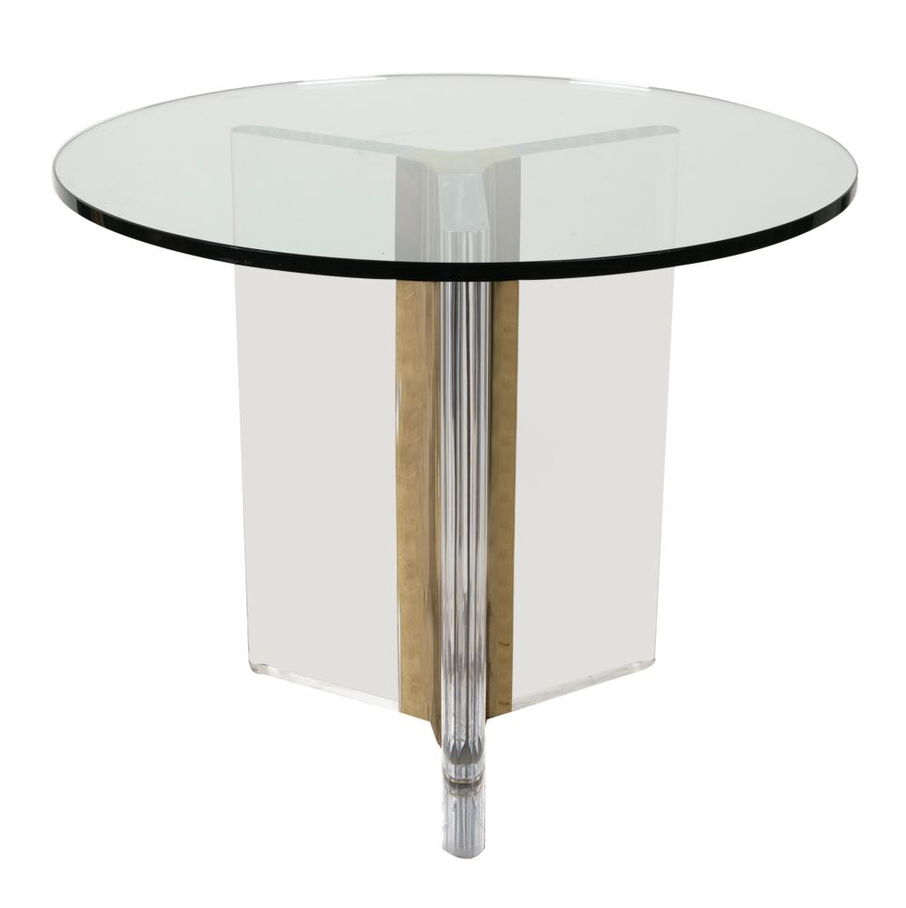 ACRYLIC, BRASS, & GLASS TABLEthe