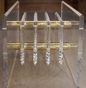 ACRYLIC, BRASS SIDE TABLEAcryl