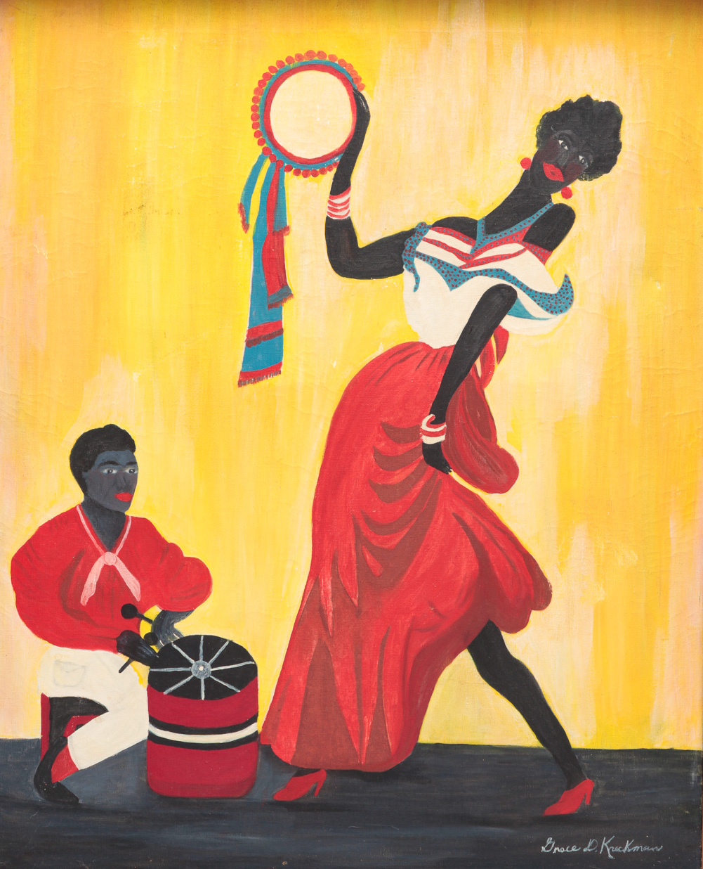 ACRYLIC ON CANVAS FIGURAL PAINTING.