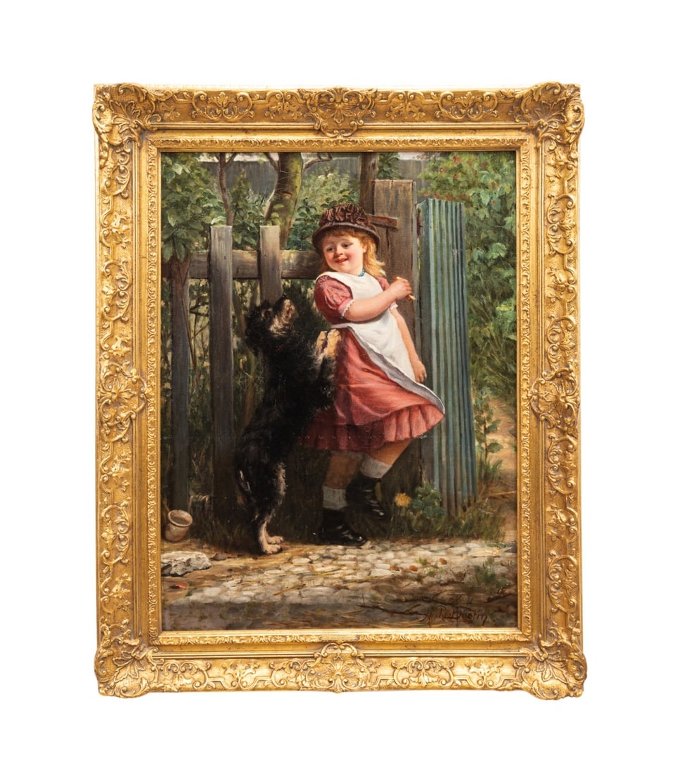 A.D. BASTIN, 19TH C. OIL, GIRL