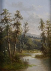 ADA STONE, LANDSCAPE, OIL ON C