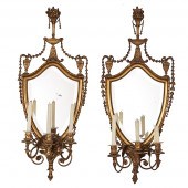 Adam-style Shield Form Sconces