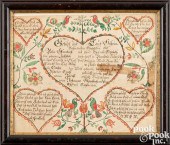 ADAM WERTZ FRAKTUR BIRTH CERTI