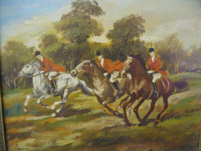 Adams Oil on Board of Hunters on