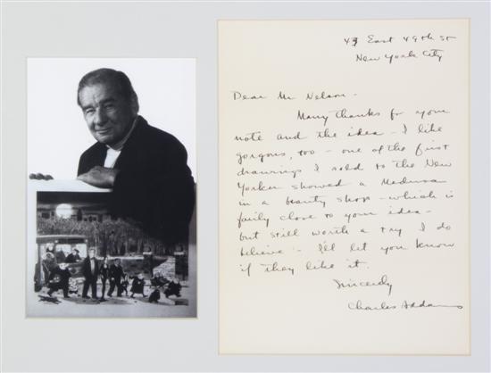 *ADDAMS CHARLES Autograph letter