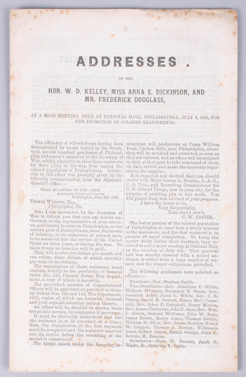 ADDRESSES OF THE HON. W.D.
