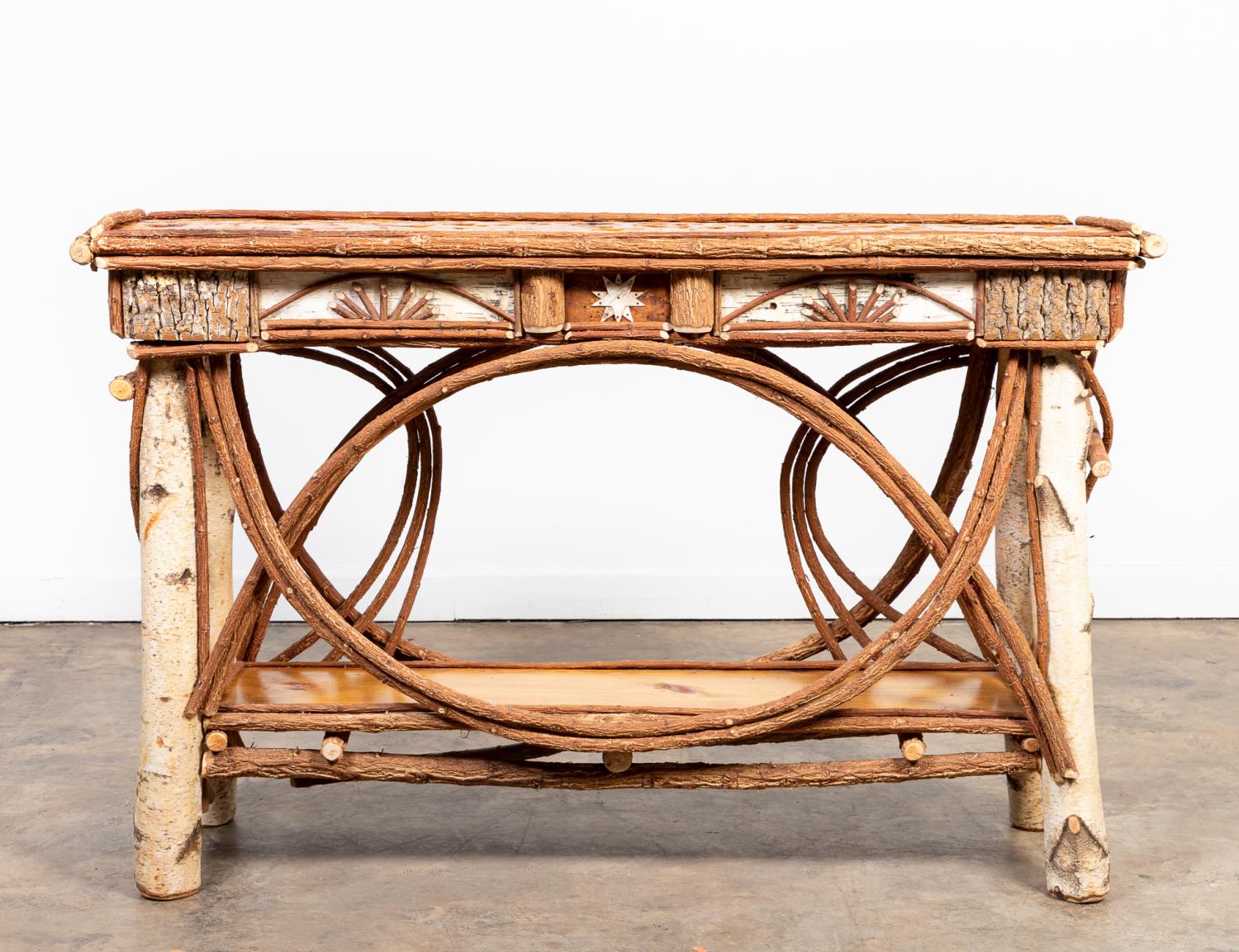 ADIRONDACK STYLE MIXED WOOD CONSOLE
