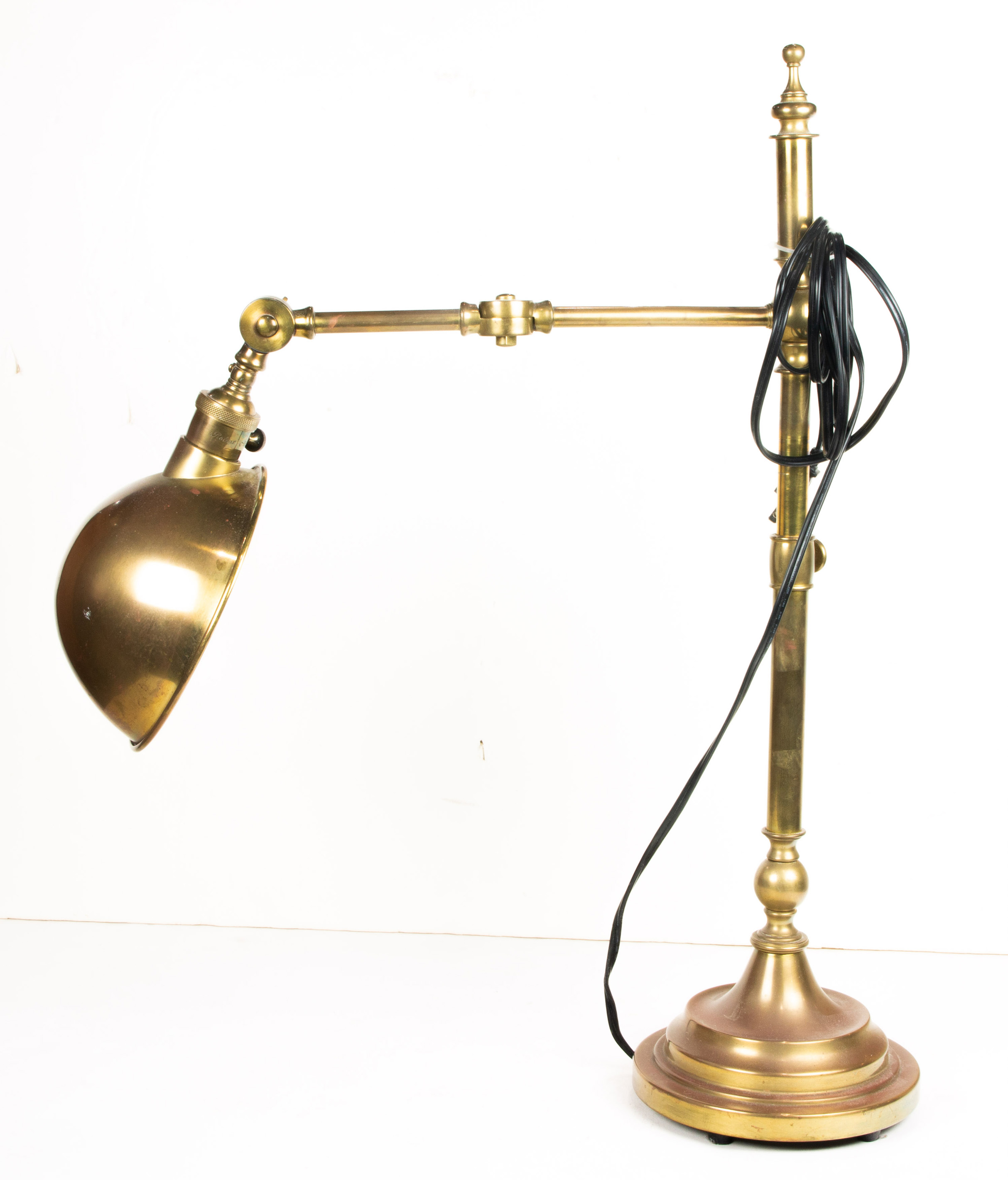 ADJUSTABLE BRASS DESK LAMP, 26"H