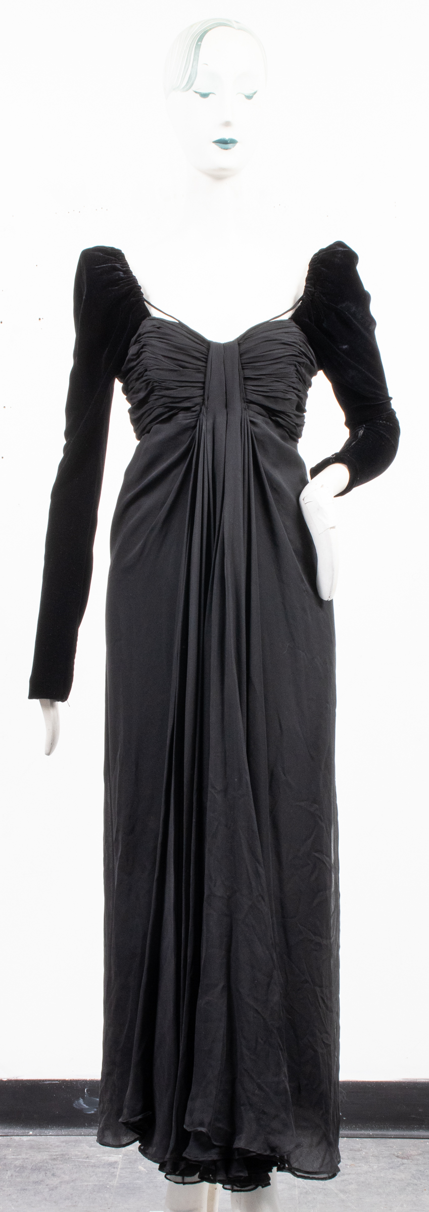ADOLFO NEW YORK BLACK SILK AND