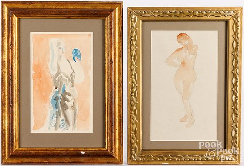 ADOLPHE BORIE, TWO WATERCOLOR
