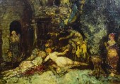 ADOLPHE MONTICELLI OIL ON BOAR
