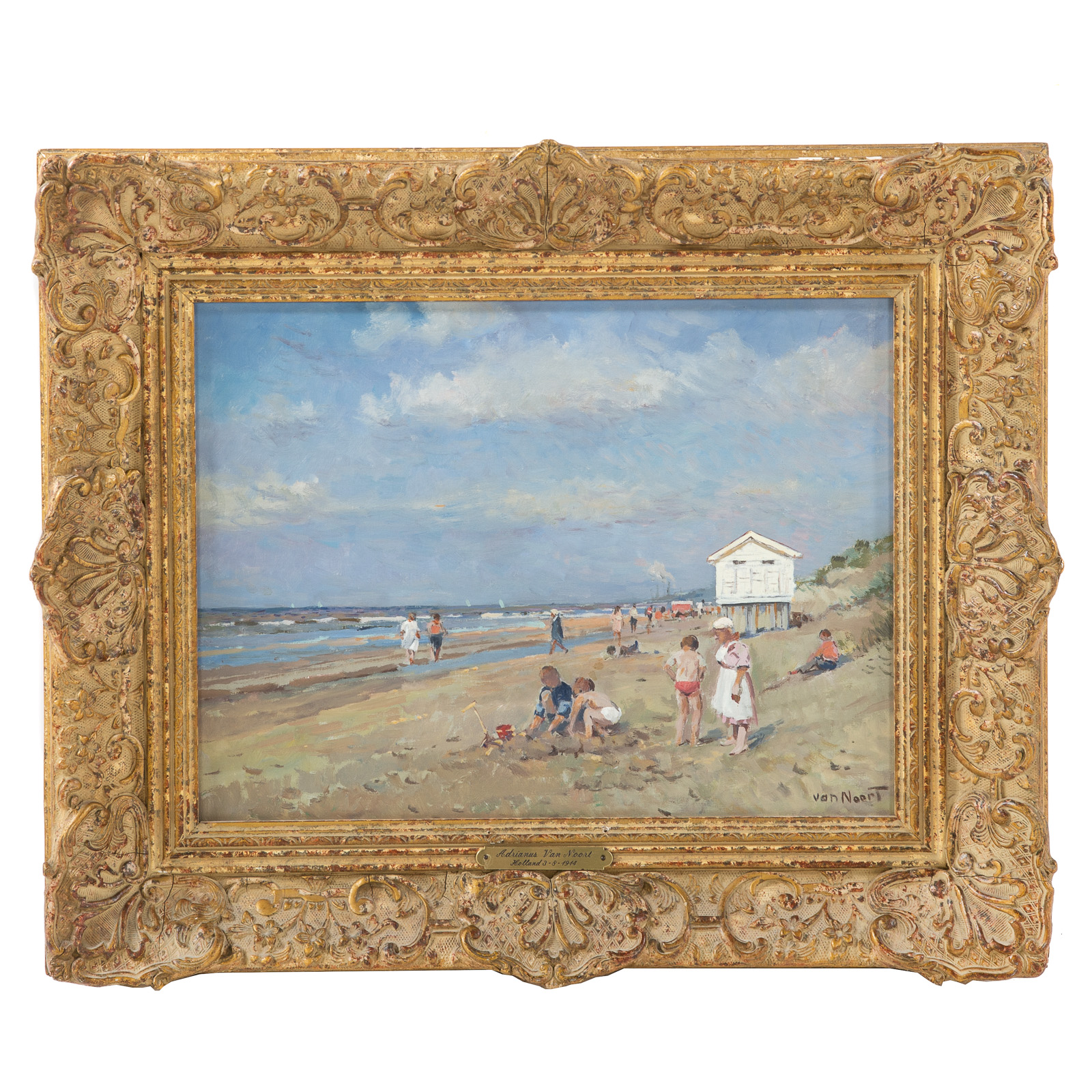 ADRIANUS VAN NOORT. BEACH SCENE,