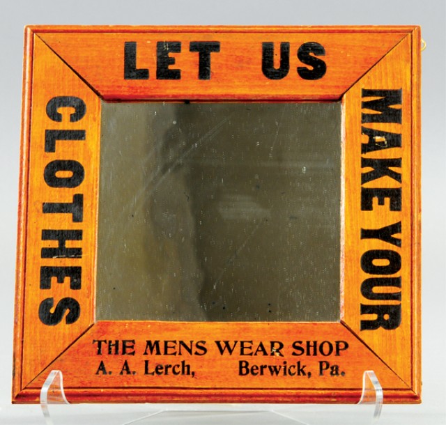 ADVERTISING MIRROR Wooden framed